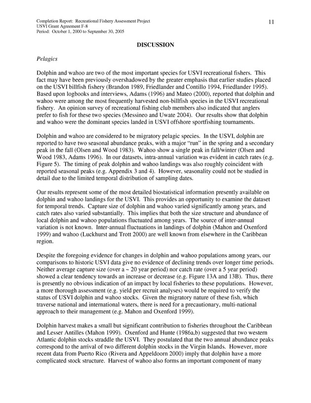 Survey of fishing tournaments in the U.S. Virgin Islands, October 1, 2000 to September 30, 2005 - Page 11