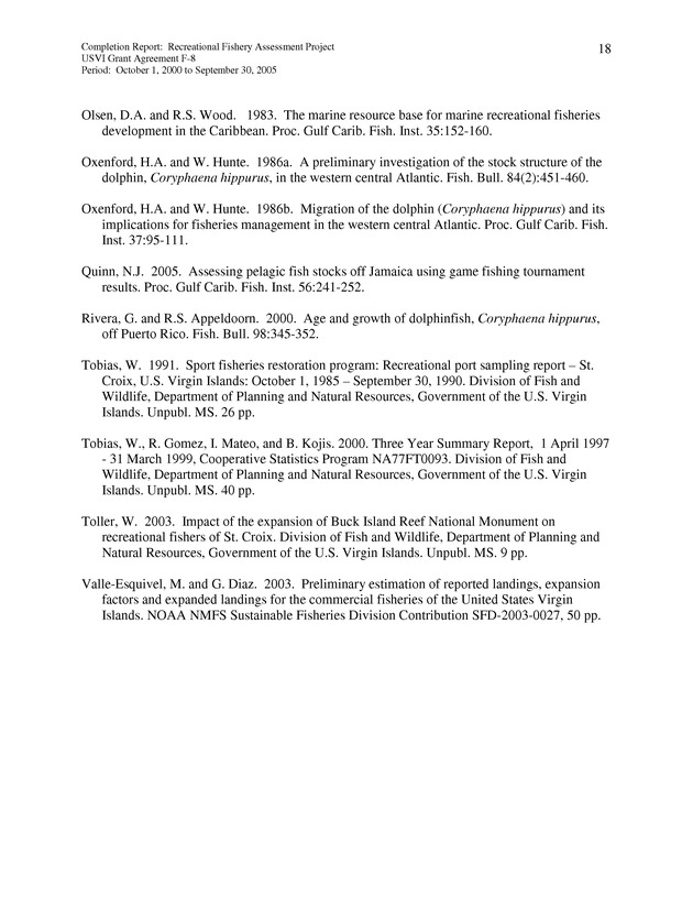 Survey of fishing tournaments in the U.S. Virgin Islands, October 1, 2000 to September 30, 2005 - Page 18