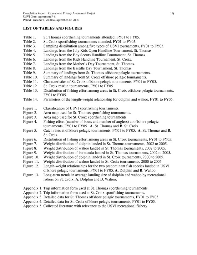 Survey of fishing tournaments in the U.S. Virgin Islands, October 1, 2000 to September 30, 2005 - Page 19