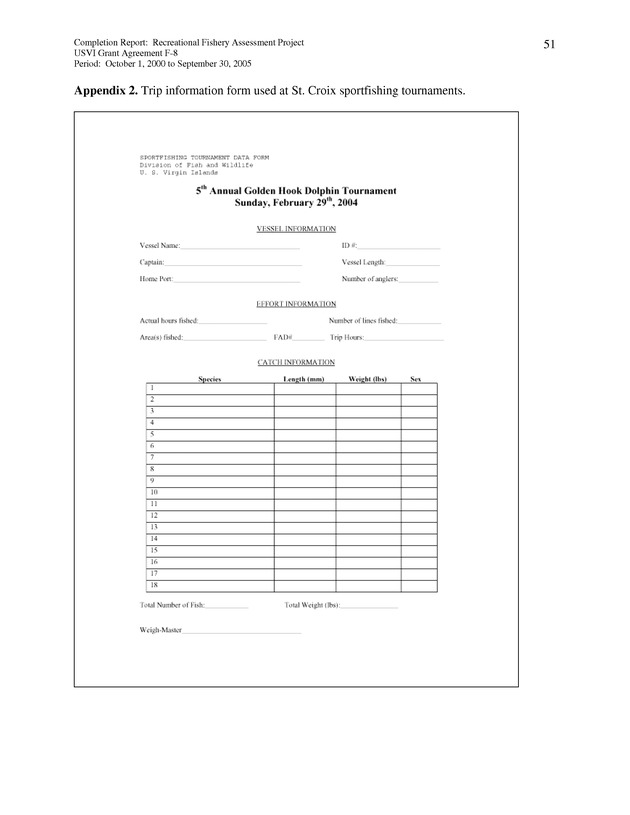 Survey of fishing tournaments in the U.S. Virgin Islands, October 1, 2000 to September 30, 2005 - Page 51