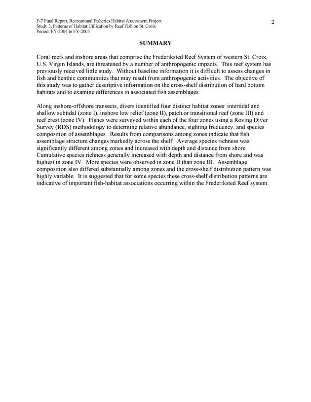 Habitat surveys of the Frederiksted reef system of western St. Croix with observations on cross-shelf distribution patterns of fishes - Page 2