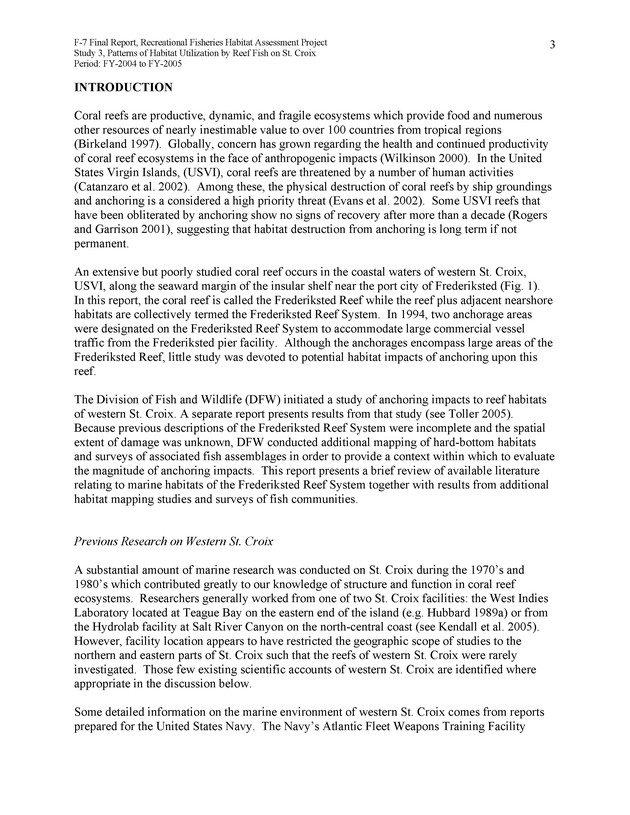 Habitat surveys of the Frederiksted reef system of western St. Croix with observations on cross-shelf distribution patterns of fishes - Page 3