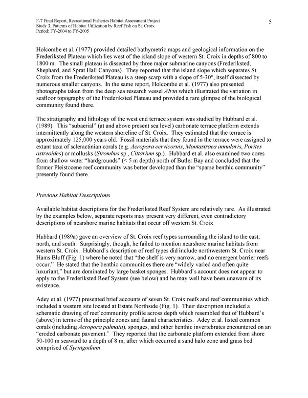 Habitat surveys of the Frederiksted reef system of western St. Croix with observations on cross-shelf distribution patterns of fishes - Page 5