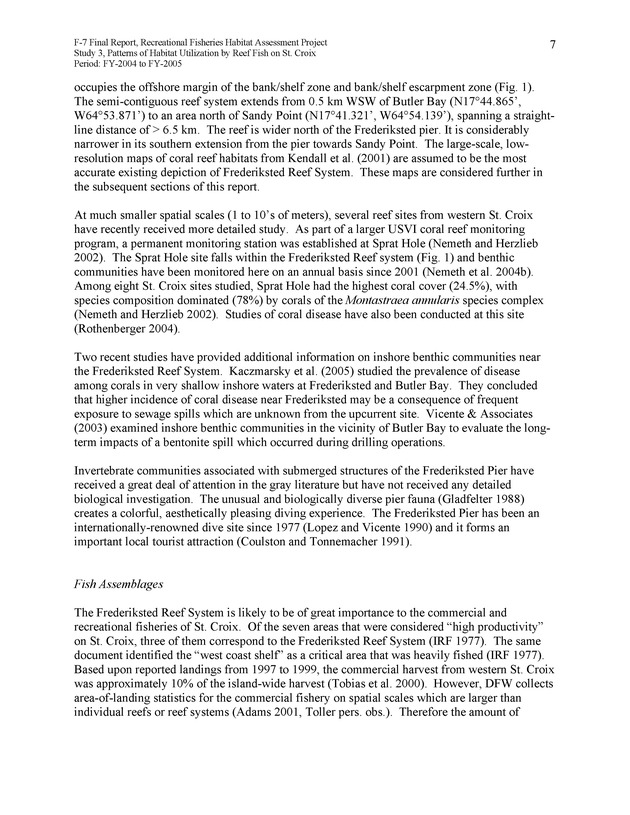 Habitat surveys of the Frederiksted reef system of western St. Croix with observations on cross-shelf distribution patterns of fishes - Page 7