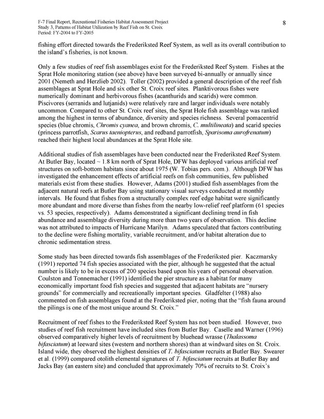 Habitat surveys of the Frederiksted reef system of western St. Croix with observations on cross-shelf distribution patterns of fishes - Page 8