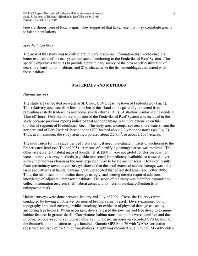 Habitat surveys of the Frederiksted reef system of western St. Croix with observations on cross-shelf distribution patterns of fishes - Page 9