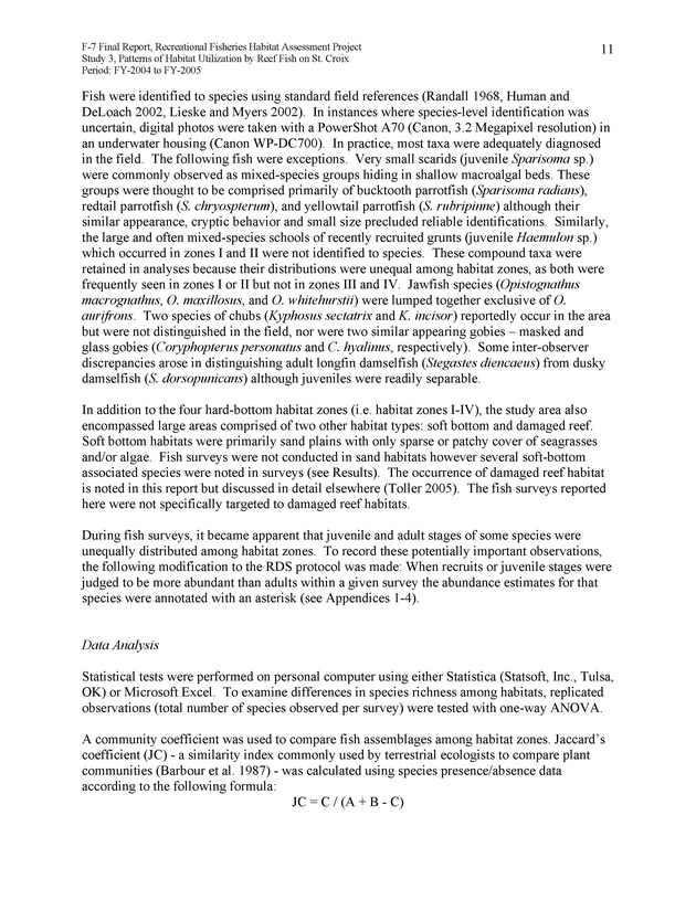 Habitat surveys of the Frederiksted reef system of western St. Croix with observations on cross-shelf distribution patterns of fishes - Page 11