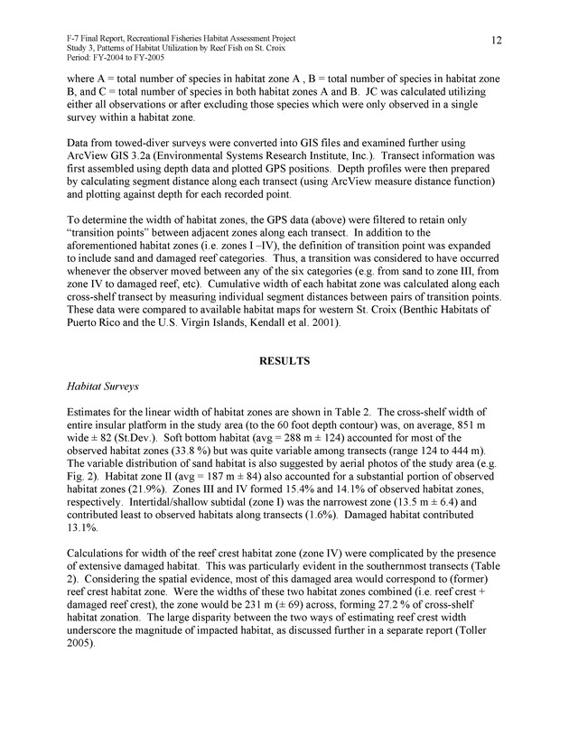 Habitat surveys of the Frederiksted reef system of western St. Croix with observations on cross-shelf distribution patterns of fishes - Page 12