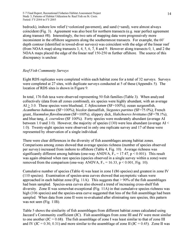 Habitat surveys of the Frederiksted reef system of western St. Croix with observations on cross-shelf distribution patterns of fishes - Page 14