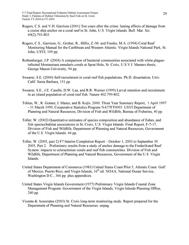 Habitat surveys of the Frederiksted reef system of western St. Croix with observations on cross-shelf distribution patterns of fishes - Page 24