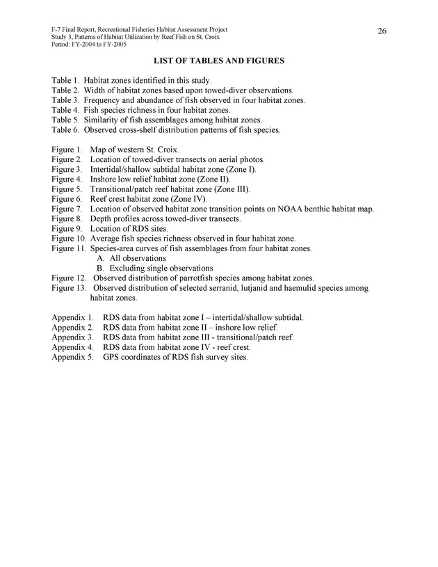 Habitat surveys of the Frederiksted reef system of western St. Croix with observations on cross-shelf distribution patterns of fishes - Page 26