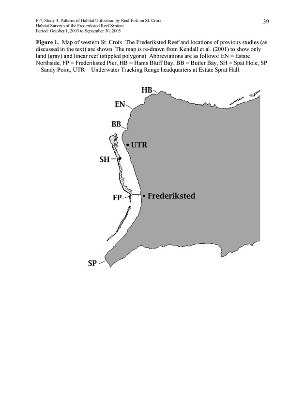 Habitat surveys of the Frederiksted reef system of western St. Croix with observations on cross-shelf distribution patterns of fishes - Page 39