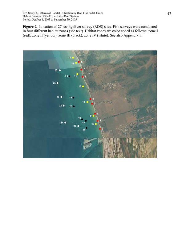 Habitat surveys of the Frederiksted reef system of western St. Croix with observations on cross-shelf distribution patterns of fishes - Page 47