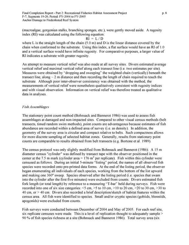 An investigation of anchor damage to the Frederiksted reef system : impacts to substrate, benthic communities, and reef fish assemblages - Page 8