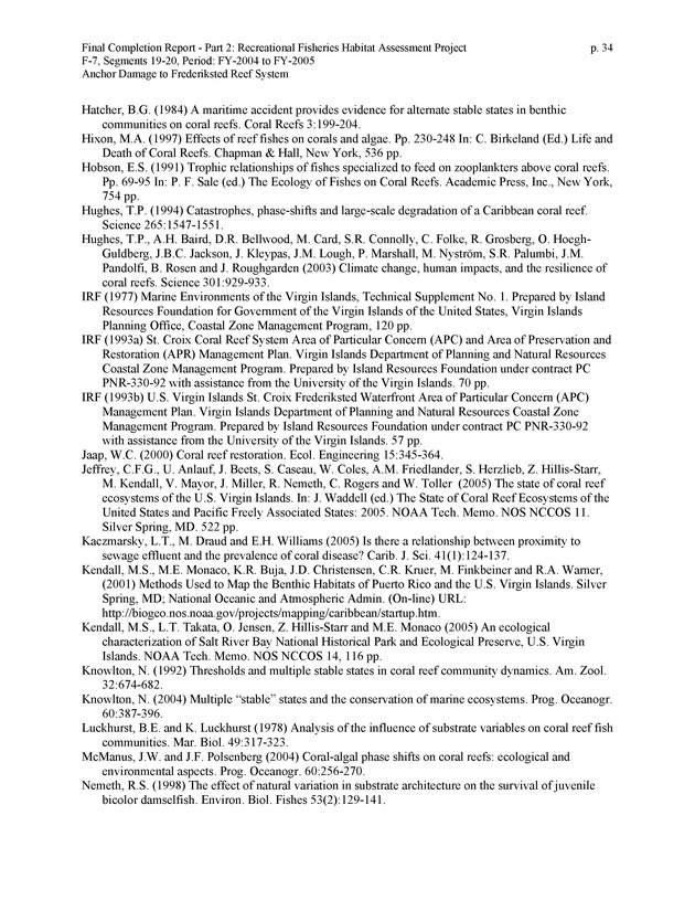 An investigation of anchor damage to the Frederiksted reef system : impacts to substrate, benthic communities, and reef fish assemblages - Page 34