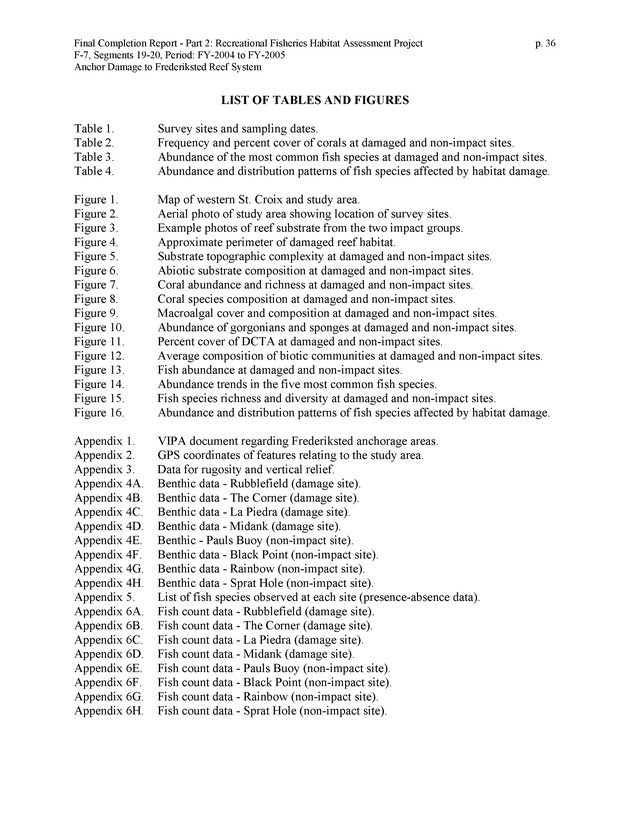 An investigation of anchor damage to the Frederiksted reef system : impacts to substrate, benthic communities, and reef fish assemblages - Page 36