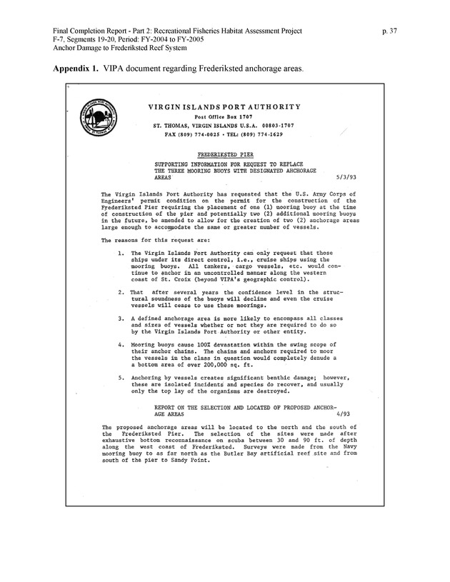 An investigation of anchor damage to the Frederiksted reef system : impacts to substrate, benthic communities, and reef fish assemblages - Page 37