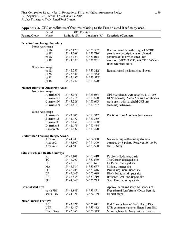 An investigation of anchor damage to the Frederiksted reef system : impacts to substrate, benthic communities, and reef fish assemblages - Page 39