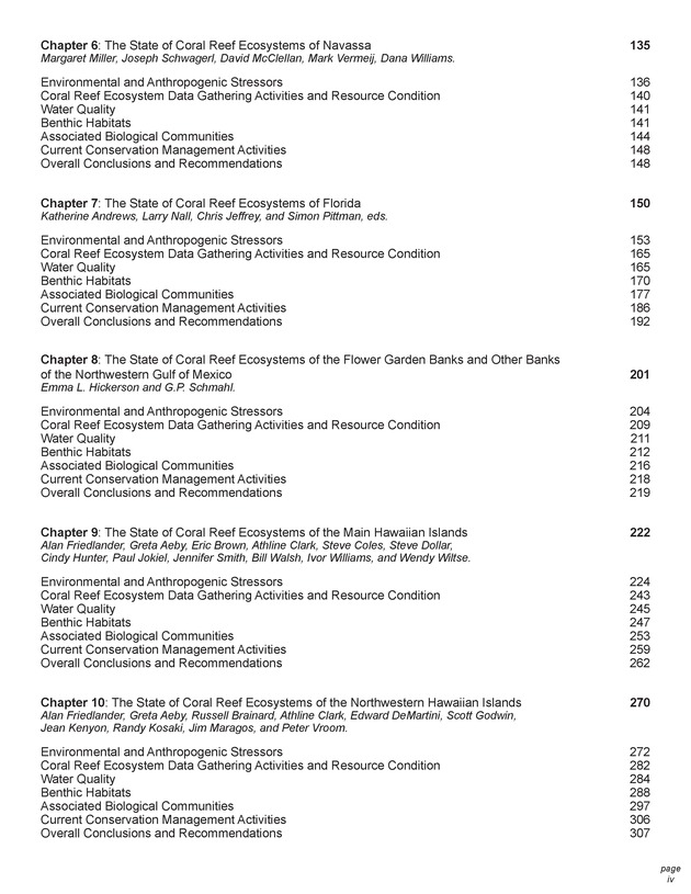 The state of coral reef ecosystems of the United States and Pacific freely associated states : 2005 - Page iv