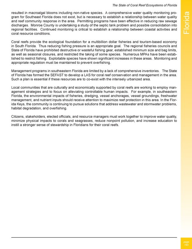 The state of coral reef ecosystems of the United States and Pacific freely associated states : 2005 - Page 193