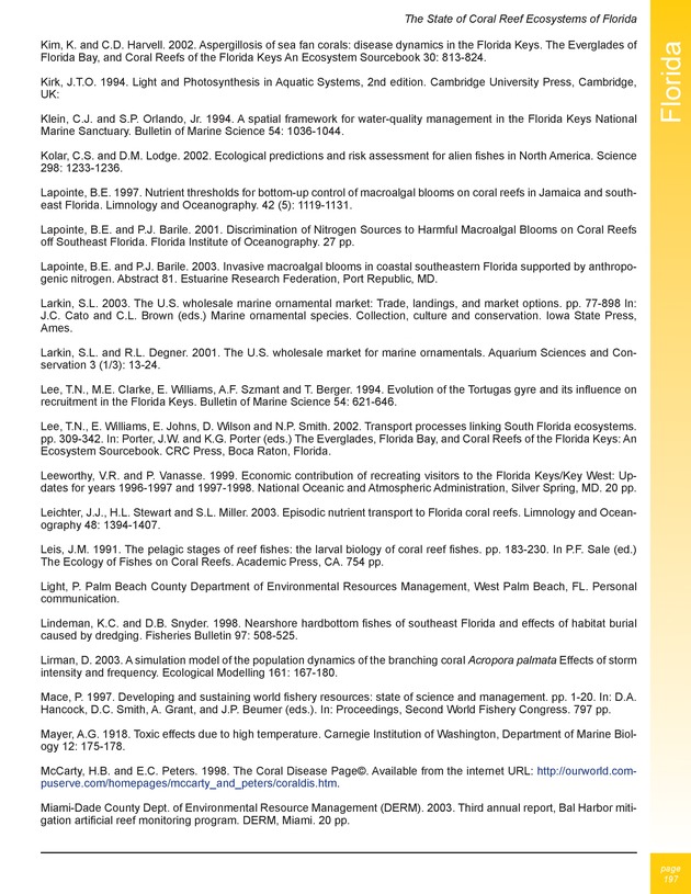 The state of coral reef ecosystems of the United States and Pacific freely associated states : 2005 - Page 197