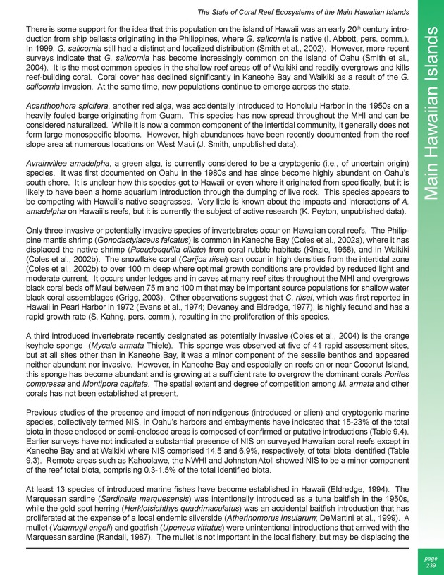 The state of coral reef ecosystems of the United States and Pacific freely associated states : 2005 - Page 239