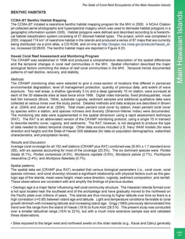 The state of coral reef ecosystems of the United States and Pacific freely associated states : 2005 - Page 247