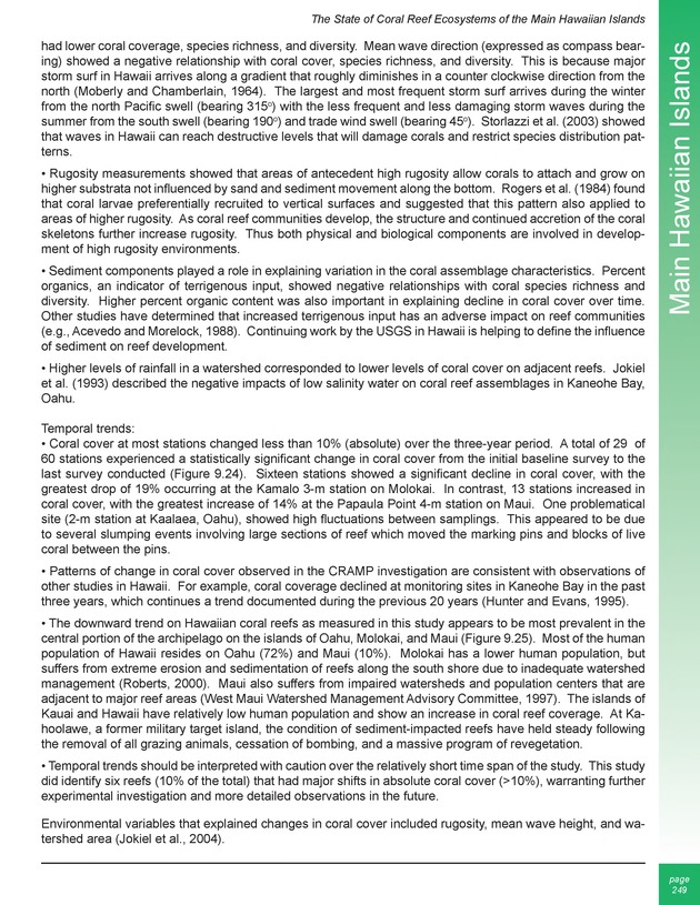 The state of coral reef ecosystems of the United States and Pacific freely associated states : 2005 - Page 249