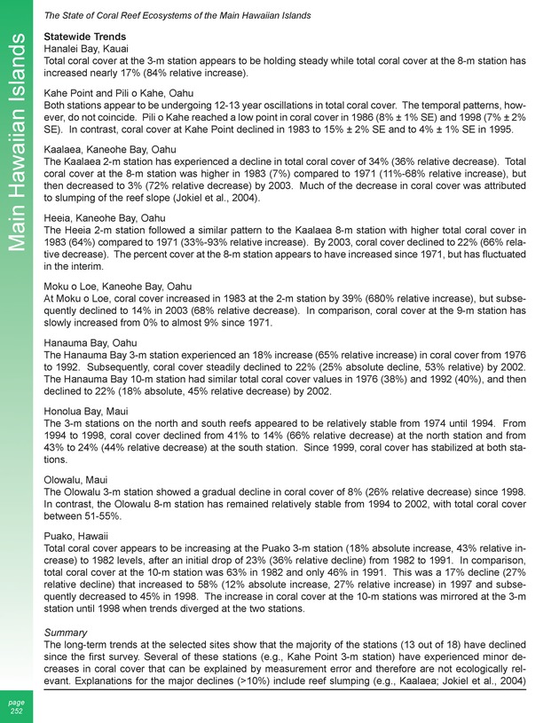 The state of coral reef ecosystems of the United States and Pacific freely associated states : 2005 - Page 252