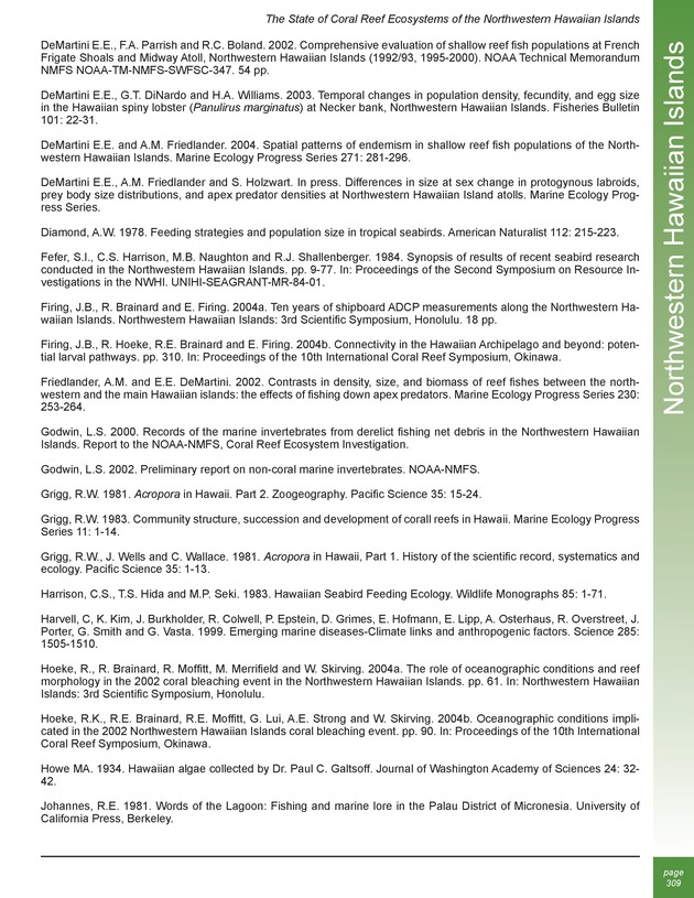 The state of coral reef ecosystems of the United States and Pacific freely associated states : 2005 - Page 309