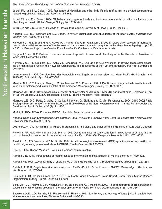 The state of coral reef ecosystems of the United States and Pacific freely associated states : 2005 - Page 310