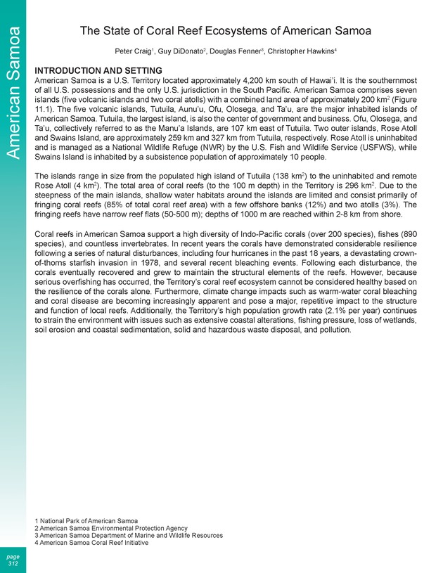 The state of coral reef ecosystems of the United States and Pacific freely associated states : 2005 - Page 312