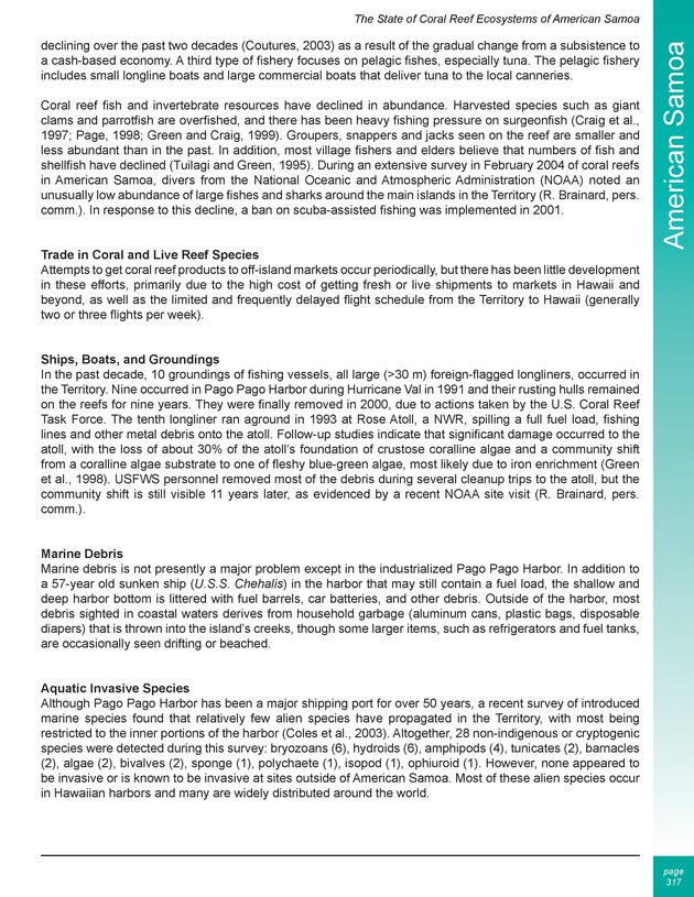 The state of coral reef ecosystems of the United States and Pacific freely associated states : 2005 - Page 317