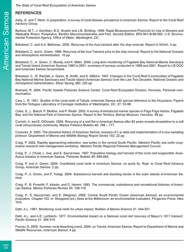 The state of coral reef ecosystems of the United States and Pacific freely associated states : 2005 - Page 336