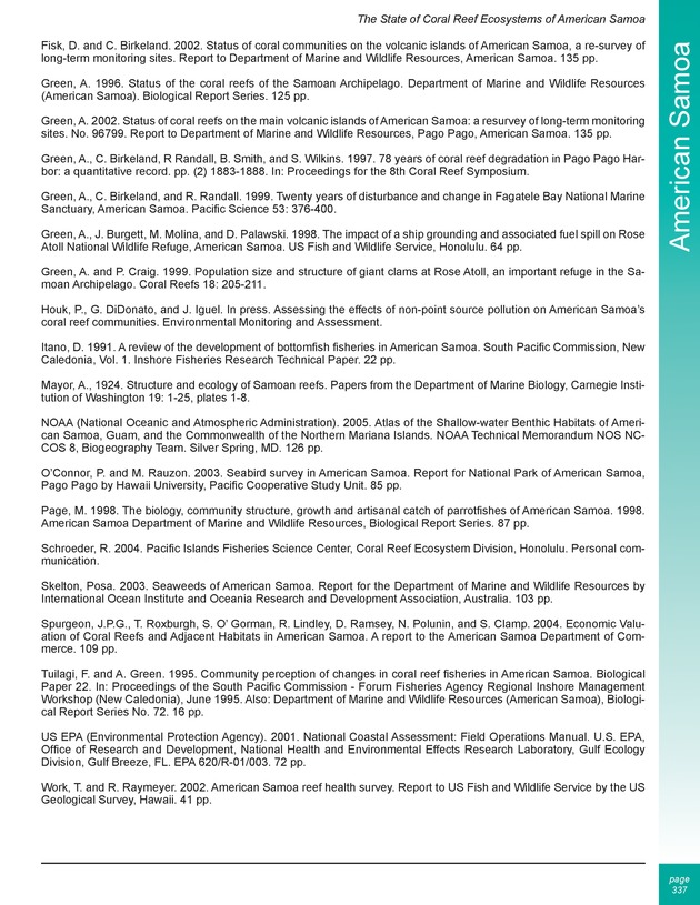 The state of coral reef ecosystems of the United States and Pacific freely associated states : 2005 - Page 337