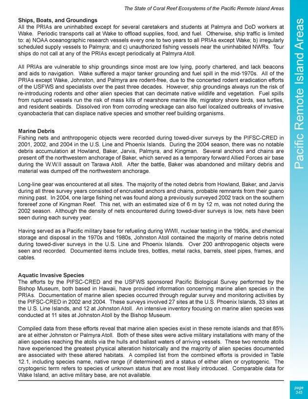 The state of coral reef ecosystems of the United States and Pacific freely associated states : 2005 - Page 345