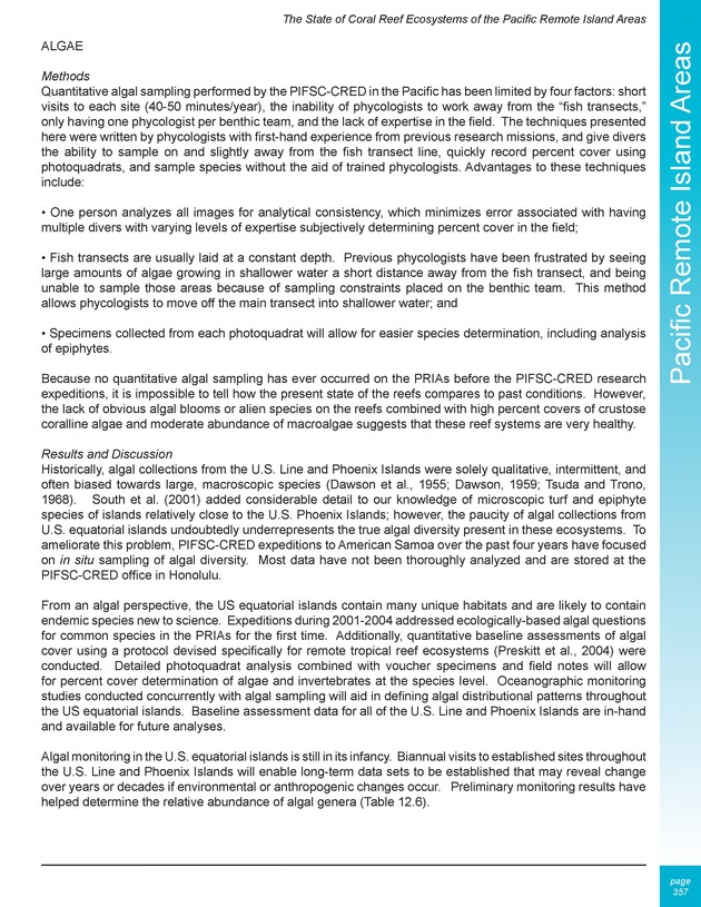 The state of coral reef ecosystems of the United States and Pacific freely associated states : 2005 - Page 357