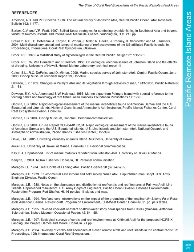 The state of coral reef ecosystems of the United States and Pacific freely associated states : 2005 - Page 371