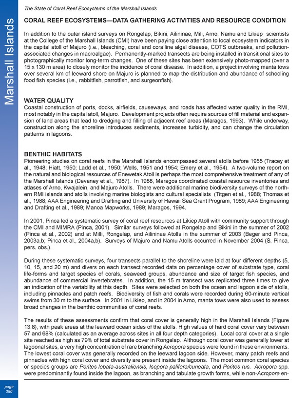 The state of coral reef ecosystems of the United States and Pacific freely associated states : 2005 - Page 380