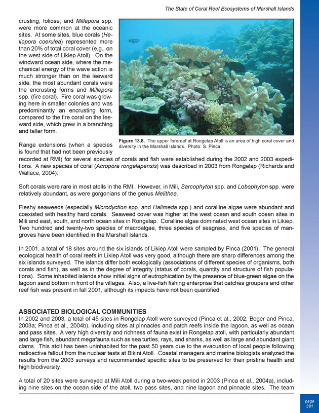 The state of coral reef ecosystems of the United States and Pacific freely associated states : 2005 - Page 381