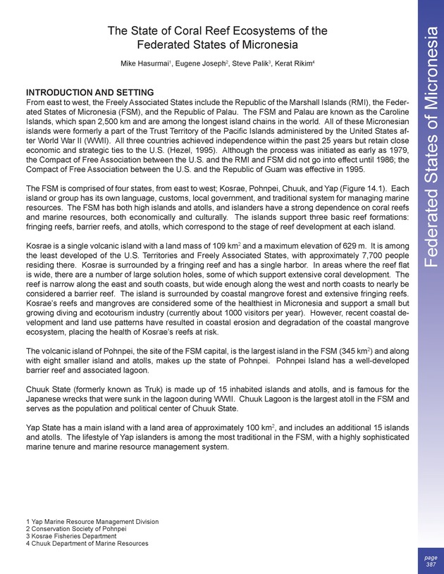 The state of coral reef ecosystems of the United States and Pacific freely associated states : 2005 - Page 387