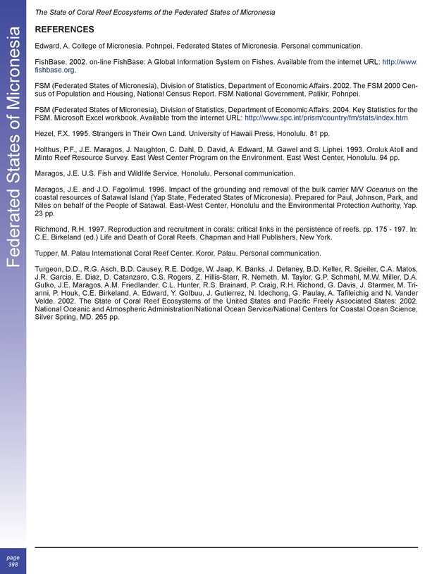 The state of coral reef ecosystems of the United States and Pacific freely associated states : 2005 - Page 398