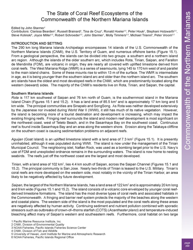 The state of coral reef ecosystems of the United States and Pacific freely associated states : 2005 - Page 399