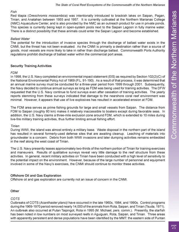 The state of coral reef ecosystems of the United States and Pacific freely associated states : 2005 - Page 413