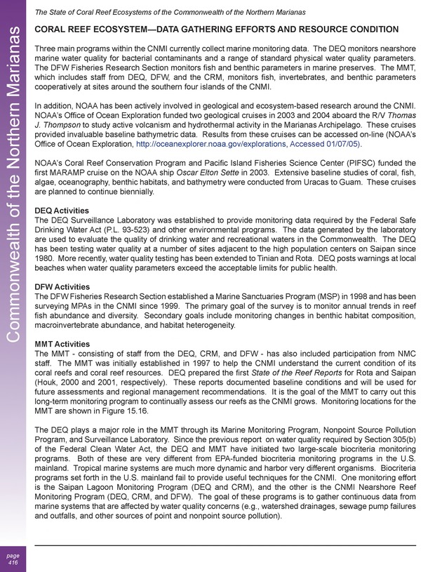 The state of coral reef ecosystems of the United States and Pacific freely associated states : 2005 - Page 416