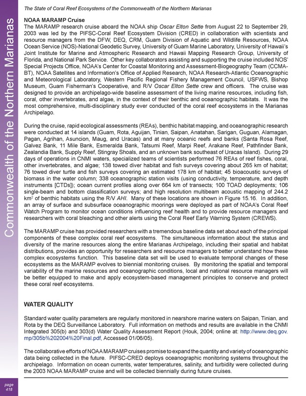 The state of coral reef ecosystems of the United States and Pacific freely associated states : 2005 - Page 418