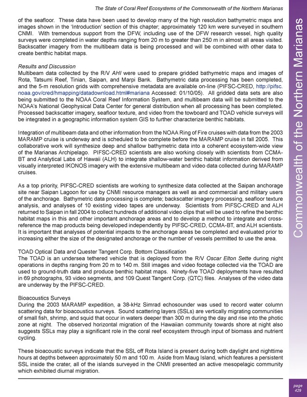 The state of coral reef ecosystems of the United States and Pacific freely associated states : 2005 - Page 429