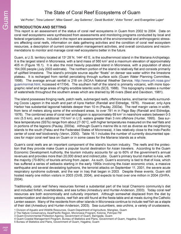 The state of coral reef ecosystems of the United States and Pacific freely associated states : 2005 - Page 442