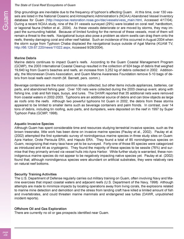 The state of coral reef ecosystems of the United States and Pacific freely associated states : 2005 - Page 456