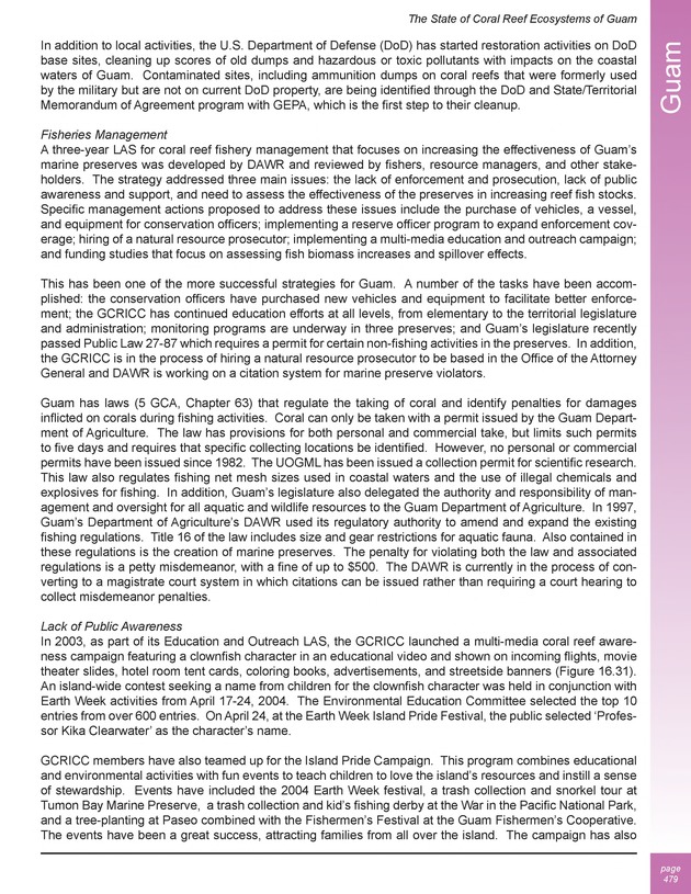 The state of coral reef ecosystems of the United States and Pacific freely associated states : 2005 - Page 479